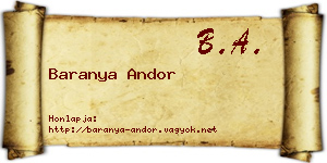 Baranya Andor névjegykártya